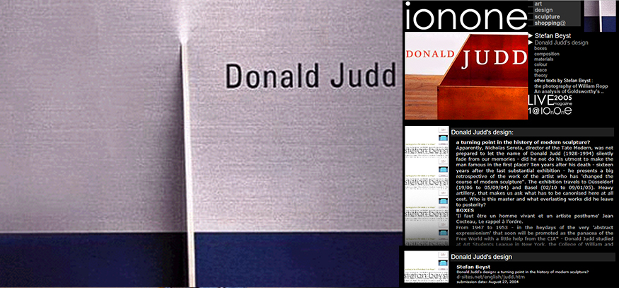 ionone world | design | Stefan Beyst - Donald Judd's design - a turning point in the history of modern sculpture?